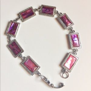 Iridescence pink and purple cabochon bracelet